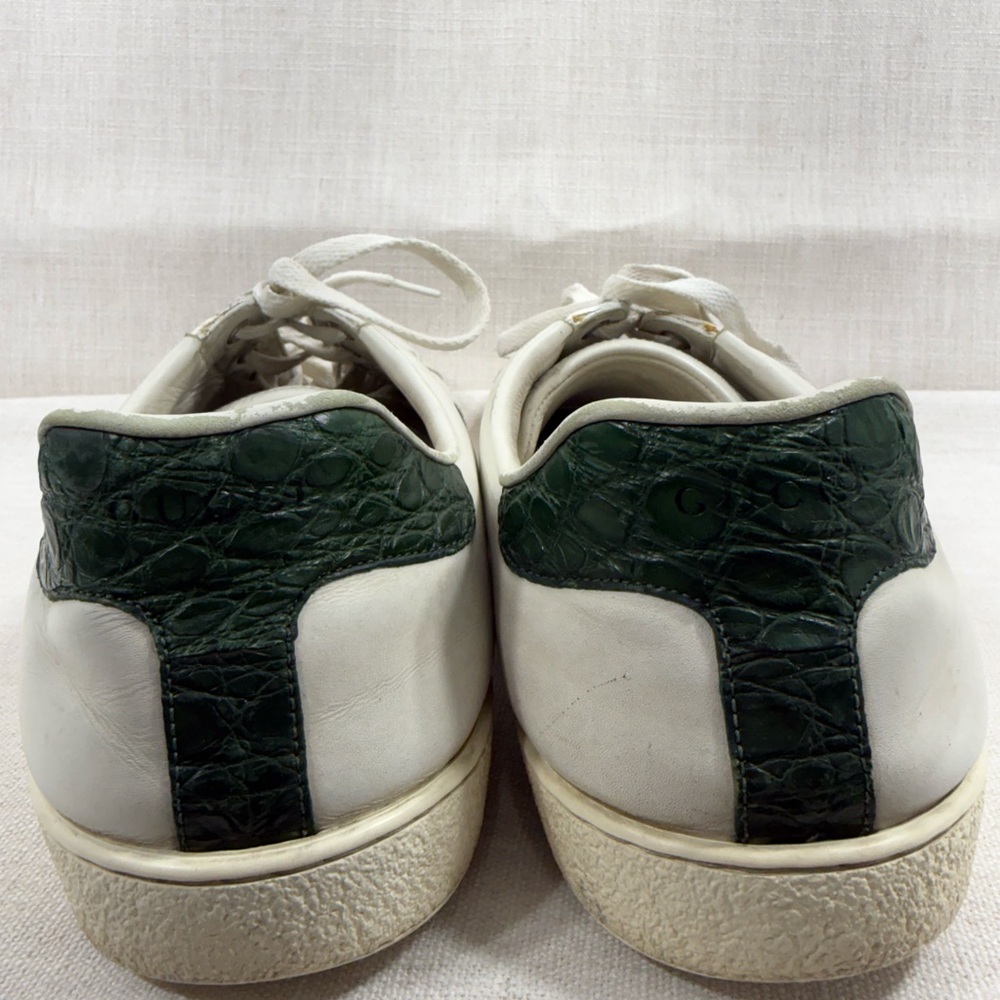 Gucci White Leather Sneakers with Green & Red Web Stripe - Picture 4 of 9